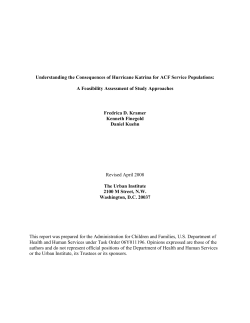 Understanding the Consequences of Hurricane Katrina for ACF