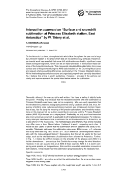 Interactive comment on &ldquo;Surface and snowdrift sublimation at