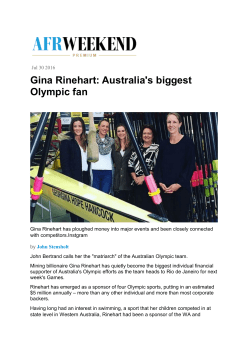 Gina Rinehart: Australia`s biggest Olympic fan
