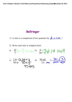 Unit 3 Chapter 4 Section 2 Unit Rates and Proportional Reasoning