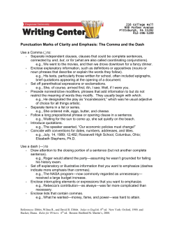 Punctuation Marks of Clarity and Emphasis: The Comma and the Dash