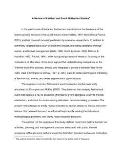 A Review of Festival and Event Motivation Studies In the past couple