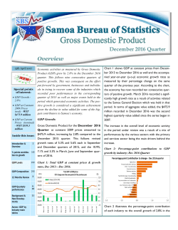 Gross Domestic Product - Samoa Bureau of Statistics