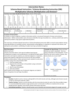 Schema Based Instruction (Multiplication and Division)