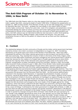 The Anti-Sikh Pogrom of October 31 to November 4