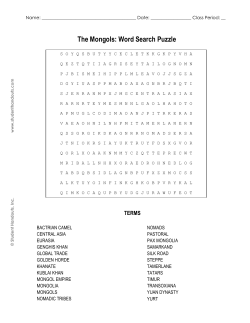 The Mongols: Word Search Puzzle