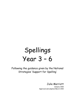 Spelling &ndash; Year 3 - William Reynolds