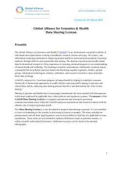 Data Sharing Lexicon - Global Alliance for Genomics and Health