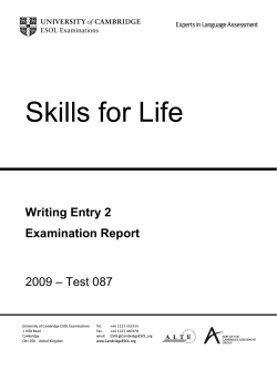 Skills for Life Writing (Entry 2) Examination Report