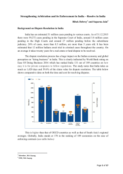 Strengthening Arbitration and its Enforcement in India &ndash; Resolve in