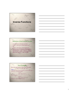 Inverse Functions - MDC Faculty Web Pages