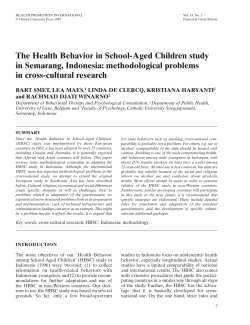 The Health Behavior in School-Aged Children study in
