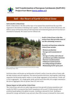 Soil &ndash; the Heart of Earth`s Critical Zone
