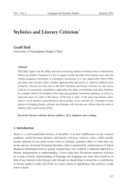 Stylistics and Literary Criticism
