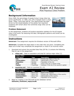 Exam #2 Review: Most Populous Cities Problem