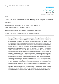 Life`s a Gas: A Thermodynamic Theory of Biological Evolution