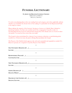 Funeral Lectionary - St John the Beloved Roman Catholic Church