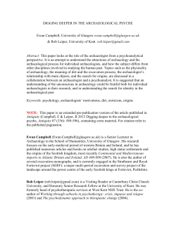 DIGGING DEEPER: PSYCHOLOGY AND ARCHAEOLOGY