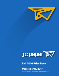 Fall 2016 Price Book