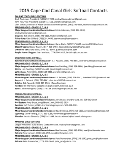 2015 Cape Cod Canal Girls Softball Contacts