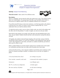 Expansion Activities Chapter 6: Subject