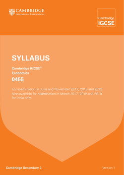 Economics 0455. Syllabus - Cambridge International Examinations
