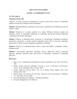 OPEN ELECTIVES (HRM) PAPER 1: LEADERSHIP STYLES No. Of