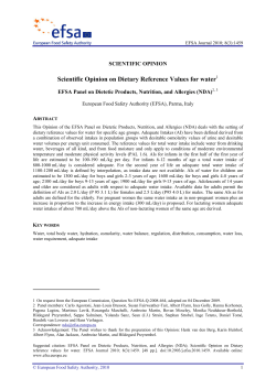 Scientific Opinion on Dietary Reference Values for water -