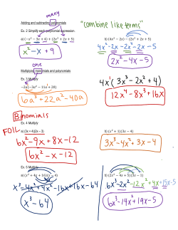Adding and subtracting polynomials Ex. 2 Simplify each polynomial