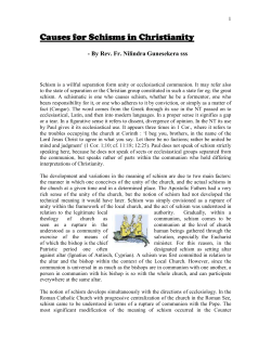 Causes for Schisms in Christianity Causes for Schisms in Christianity