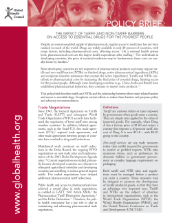 Tariffs and Non-Tariff Barriers on Essential Drugs