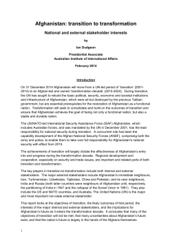 Afghanistan: transition to transformation