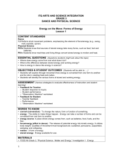 3rd Grade Dance Physical Science Lesson 1