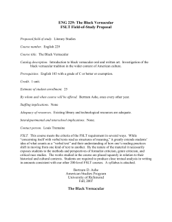 ENG 229: The Black Vernacular FSLT Field-of
