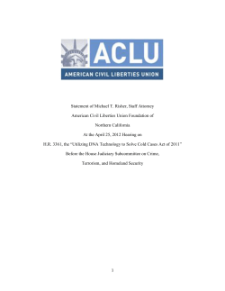 ACLU Testimony on Familial Searching for the House Judiciary