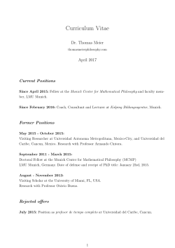 Curriculum Vitae - Munich Center for Mathematical Philosophy