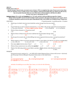 CHE 211 Answers in BOLD RED EXAM 3 (Ch. 810) KEY On this