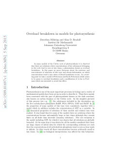 Overload breakdown in models for photosynthesis