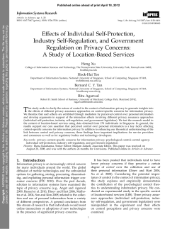 Effects of Individual Self-Protection, Industry Self