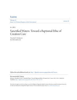 Sanctified Waters: Toward a Baptismal Ethic of Creation Care