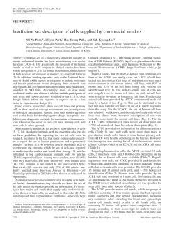 Insufficient sex description of cells supplied by commercial vendors