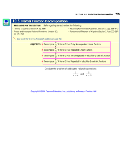 10.5 Partial Fraction Decomposition