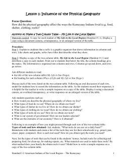 Lesson 1: Influence of the Physical Geography