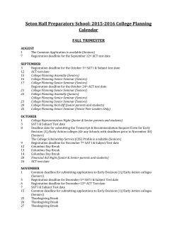 2014-2015 College Planning Calendar