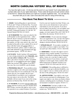 north carolina voters` bill of rights