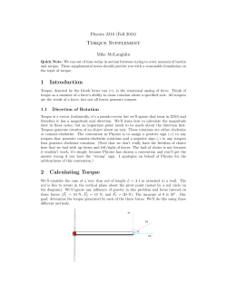 Torque Supplement 1 Introduction 2 Calculating Torque