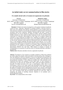 An initial study on text summarisation in film stories