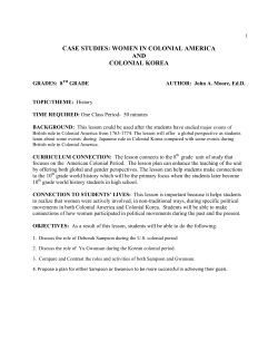 case studies: women in colonial america and colonial korea