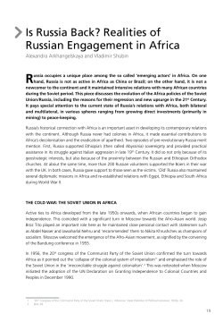 Is Russia Back? Realities of Russian Engagement in Africa