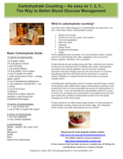 Carbohydrate Counting &ndash; As easy as 1, 2, 3... The Way to Better
